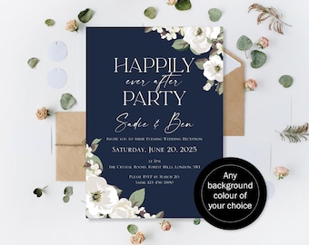 Gedruckt glücklich je Party Einladungen Hochzeit Abend Empfang Einladungen Lädt Tag Nacht Empfang Party Personalisiert Lädt ein