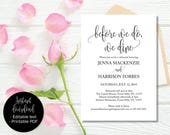 Wedding Rehearsal Dinner, Before We Do We Dine, Invitation Printable Template, Rehearsal Invitation, Editable Rehearsal Wedding Dinner