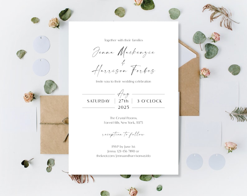 Printed Eucalyptus Wedding Invitations, Greenery Wedding Invites, Green Wedding Invites, Botanical Rustic Invites, Wedding Reception Invites image 10