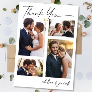 Printed Modern Thank You Cards, Wedding Thank You Card With Photo, Thank You Cards For Wedding, Thank You Card Wedding, Thank You Photo Card