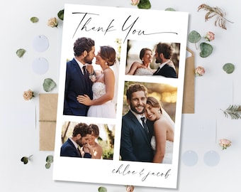 Cartes de remerciement modernes imprimées, carte de remerciement de mariage avec photo, cartes de remerciement pour mariage, carte de remerciement mariage, carte photo de remerciement