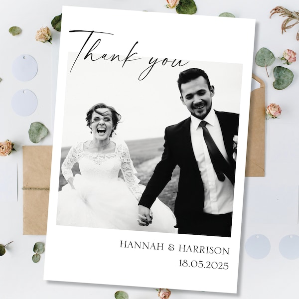 Printed Wedding Thank You Cards, Thank You Cards, Personalised Thank You cards Wedding, Thank You Wedding Card Wedding Thank You Cards Photo