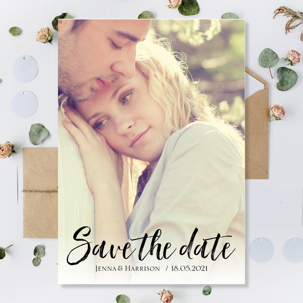 Printed Save The Date Cards, Photo Save The Dates Card, Modern Photo Save The Date, Photo Save The Date, Photo Minimalist Save Our Date Card