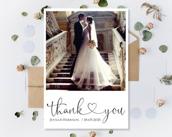 Printed Wedding Thank You Cards, Thank You Photo Cards, Personalised Thank You Cards, Thank You Wedding Cards, Photograph Wedding Thanks