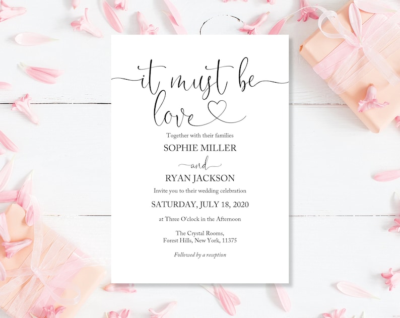 Pink Heart Wedding Invite Printed Wedding Invitation Invites Wedding Cheap Wedding Invitation Wedding Invites Wedding Invites Pink
