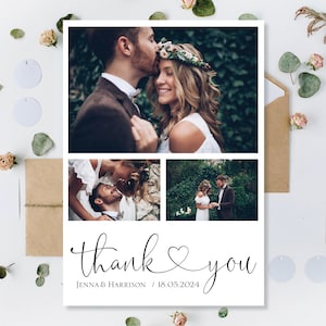 Printed Wedding Thank You Cards, Personalised Thank You Cards, Thank You Photo Cards, Thank You Wedding Cards, Wedding Thank You Cards
