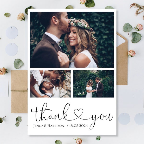 Printed Wedding Thank You Cards, Personalised Thank You Cards, Thank You Photo Cards, Thank You Wedding Cards, Wedding Thank You Cards