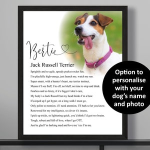 Jack Russell Christmas Terrier Fun Gift Owner Jack Russell Lover Poem Cute Dog Mum Mom Dad Birthday Present Art Printable Print Illustrated