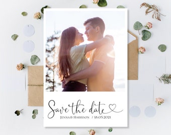 Printed Save The Date Cards, Modern Photo Save The Date, Photo Save The Dates Card, Photo Save The Date, Photo Minimalist Save Our Date Card