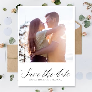 Gedruckte Foto speichern das Datum Hochzeitskarten, speichern Sie das Datum, speichern Sie das Datum, moderne speichern Sie das Datum, speichern Sie unsere Datumskarten, Billig speichern Das Datum