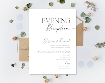 Printed Evening Night Time Wedding Reception Party Invitations Invites Cards Minimalist Party Reception Evening Wedding Reception Cards