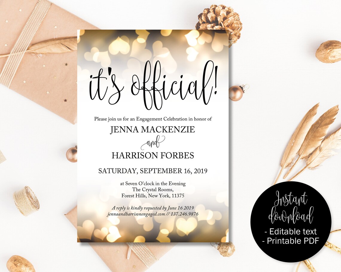 Printed Engagement Party Invitations Engaged Invite Etsy