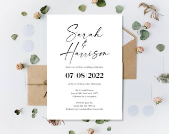 Printed Simple Wedding Invitation, Minimalist Elegant Wedding Invite, Wedding Invites, Invites Wedding, Wedding Invites, Cheap Invitations