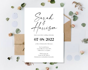 Printed Simple Wedding Invitation, Minimalist Elegant Wedding Invite, Wedding Invites, Invites Wedding, Wedding Invites, Cheap Invitations