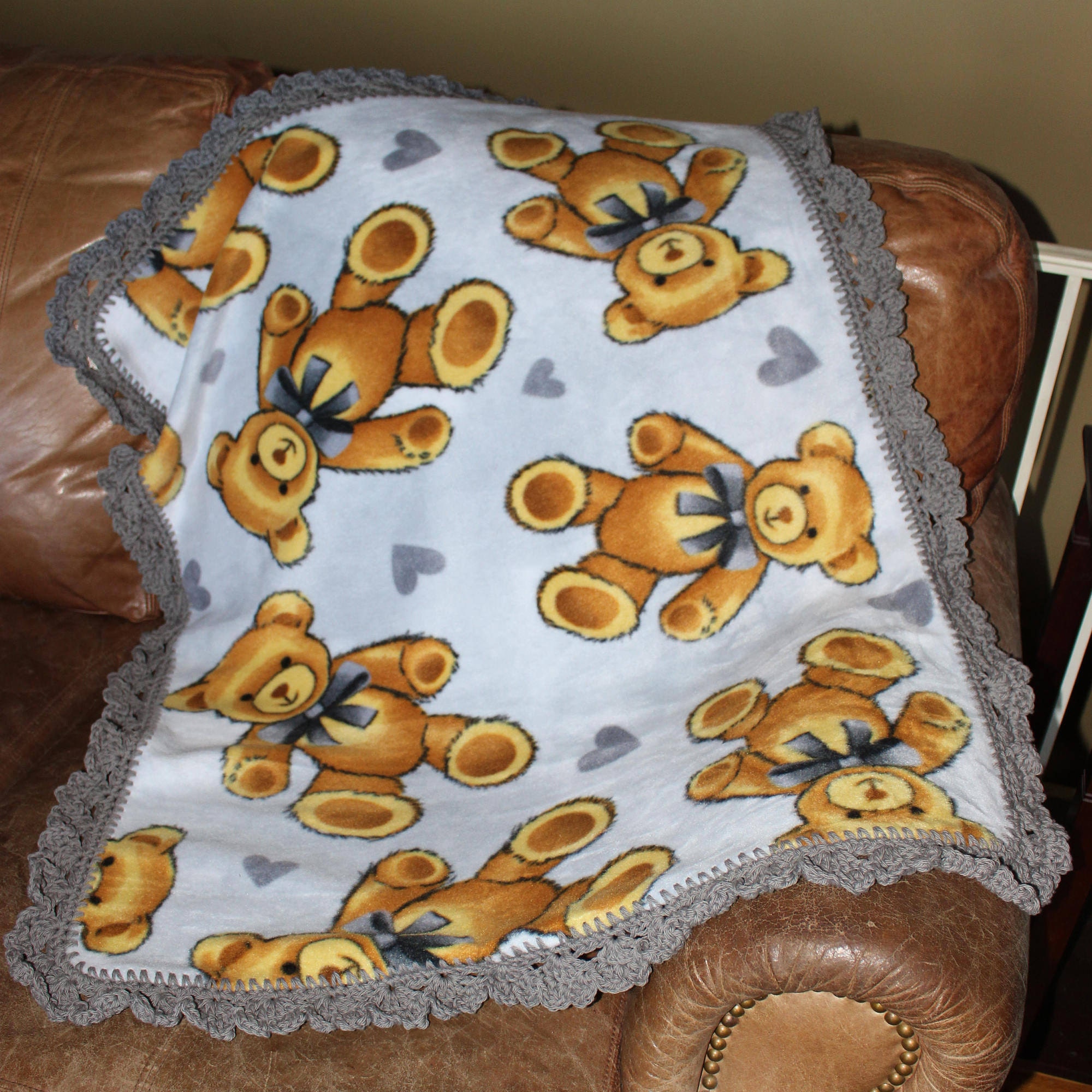 Teddy Bear Baby Toddler Blanket Etsy