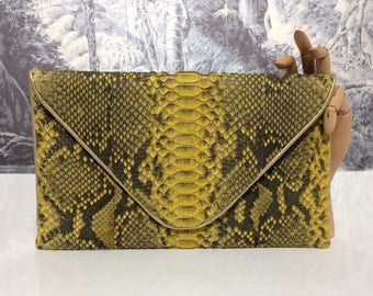 Genuine python yellow envelope