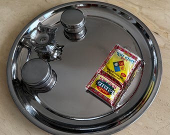 Pooja thali set in 7.5” or 10” inches in stainless