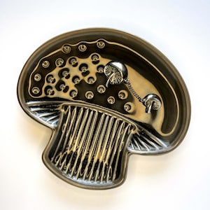 Unique Silver Mushroom Brooch Pair | Sweater Clip Set