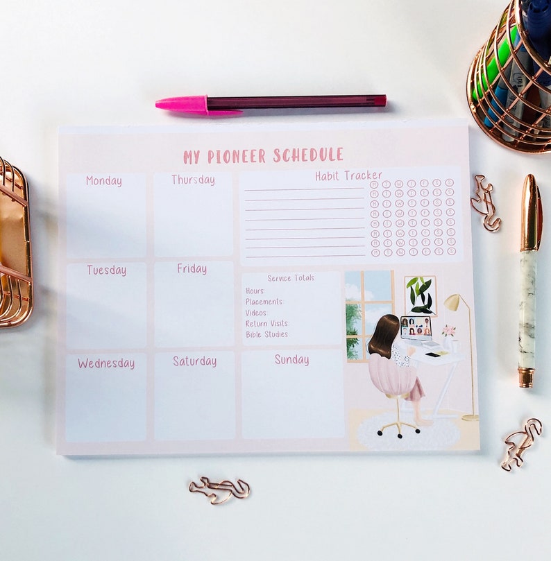 Pioneer Schedule Pink Jw Planner Jw Weekly Palnner Jw Etsy