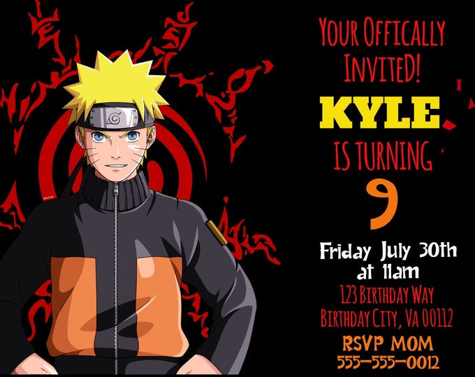 Naruto Invitation Etsy 