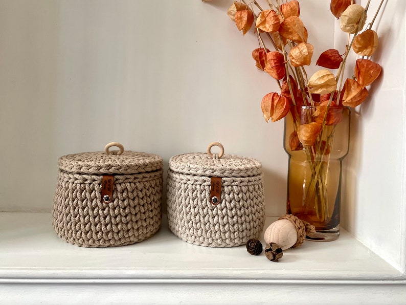 Utensilo crochet basket modern with lid, round 16 cm diameter, Bobbiny image 7
