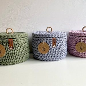 Utensilo crochet basket modern with lid, round 16 cm diameter, Bobbiny image 1