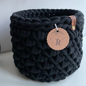 Available immediately Crochet basket, Jumbo Bobbiny Round Black. image 2
