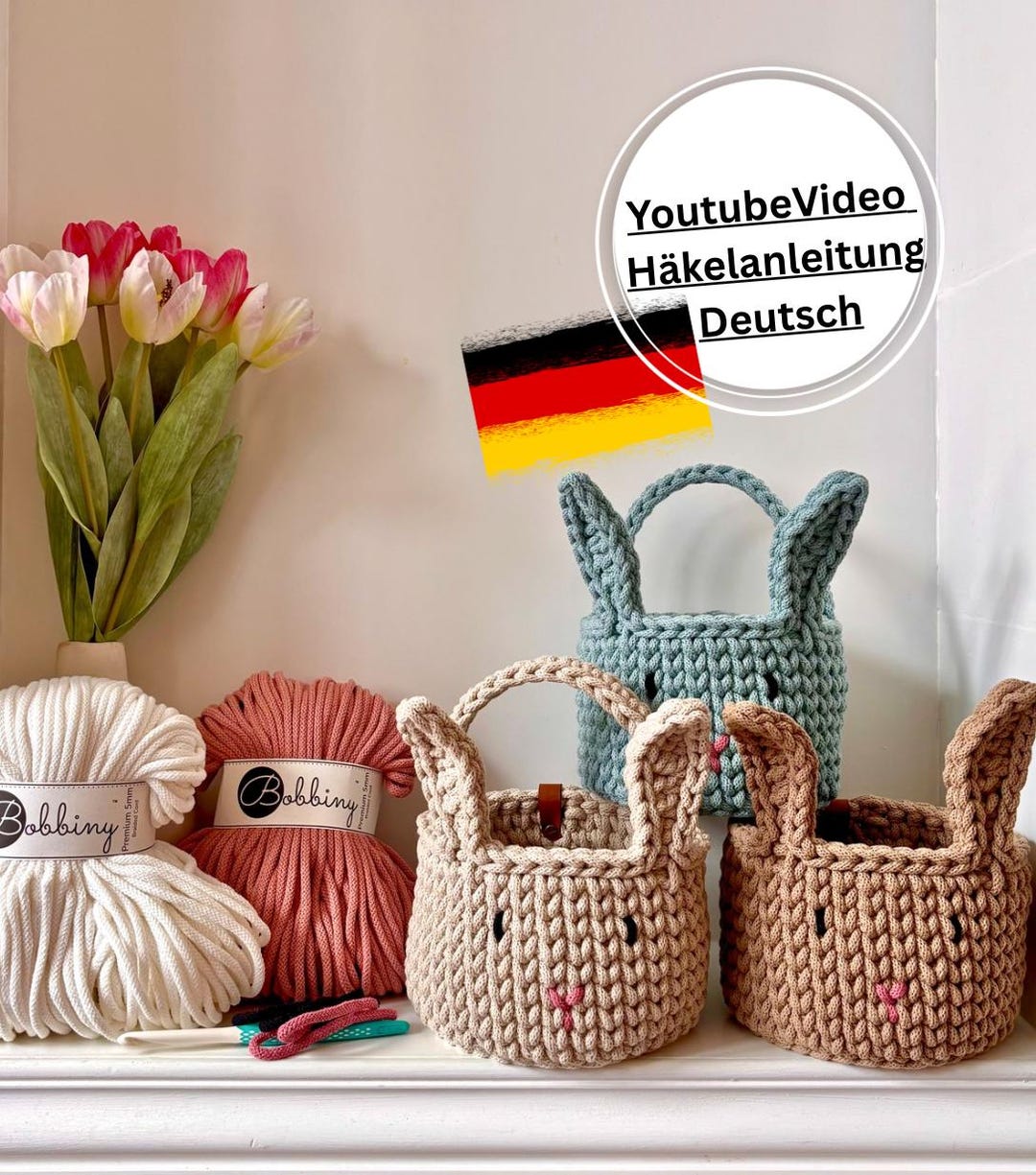 Crochet Pattern for a Rabbit and Crochet Basket 
