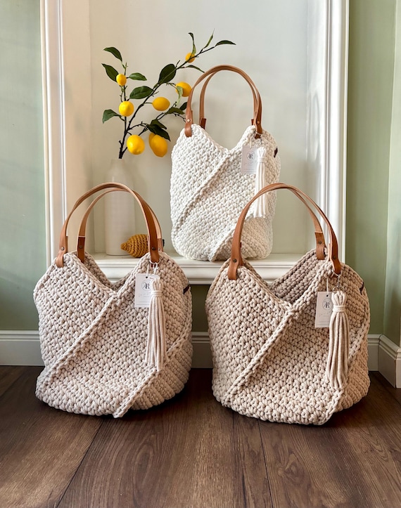 Handtasche „Sunny Bag“,Häkeltasche, gehäkelt, Bobbiny modern in 2 Größen , Boho, Sommer