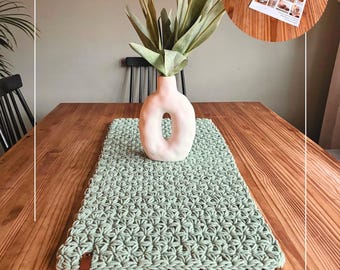 Camino de mesa, decoración de mesa, primavera, decorativo, bolillo, tejido a ganchillo con un patrón especial de jazmín, flores