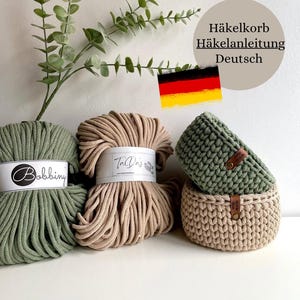 Crochet pattern “German” crochet basket, PDF with video link, weaving and wool Rama,