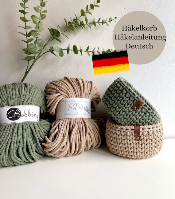 Häkelanleitung „Deutsch“ Häkelkorb, PDF mit Videolink, Weben und Wolle Rama,