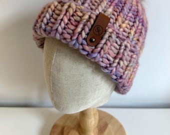 Merino wool hat, children's size, winter wool hat, warm, cozy, beanie, unique item, rainbow
