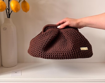 Clutch "Big Crinkle", elegant, gehaakt, handgemaakt, gehaakte tas, handtas