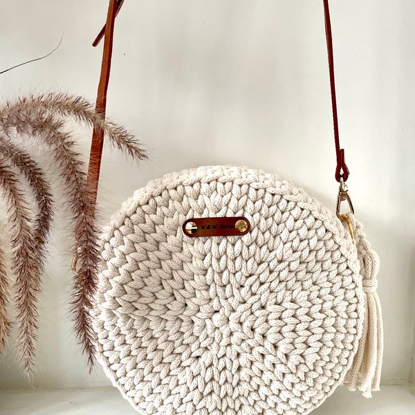 Crochet bag, Bobbiny modern, Boho round