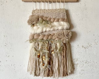 Woven Mural Wall Hanging Cozy Small Beige Modern weaving