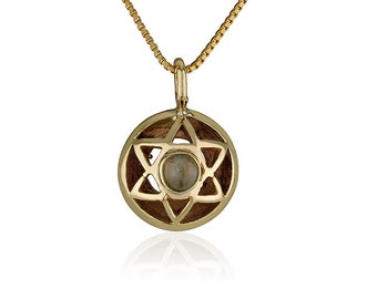 kabbala sieraden - Davidster - Fysieke en spirituele bescherming - 14k geelgouden kettingen voor dames en heren