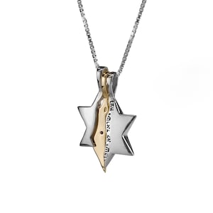 Star Of David Necklace, Magen David, Israel Defender gold and silver Pendant – Protection and safeguarding, 1.5 mm Garnet stone