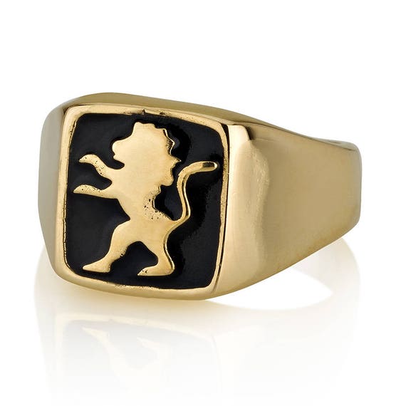 Jewish Jewelry Lion of Judah 14k Yellow Gold Ring With Black Enamel for Man or Woman Lion Charm Lion Heart Lion Jewelry Gold Lion Etsy Canada