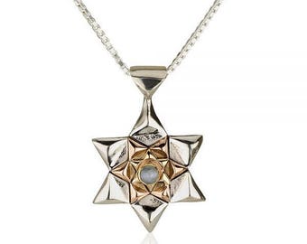 Joodse sieraden, kabbalah sieraden, Speciaal Ontwerp David Ster Hanger-Bescherming Amulet, Gouden Zilveren Hanger, Evil Eye Hanger