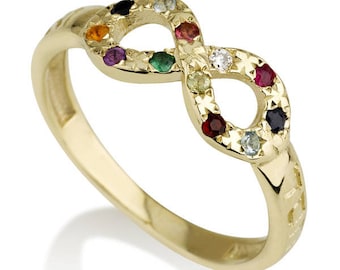 Kabbala-sieraden - Infinite Wisdom Hoshen gouden ring - trekt overvloed aan en vormt een directe verbinding met god voor vrouwen en jonge meisjes