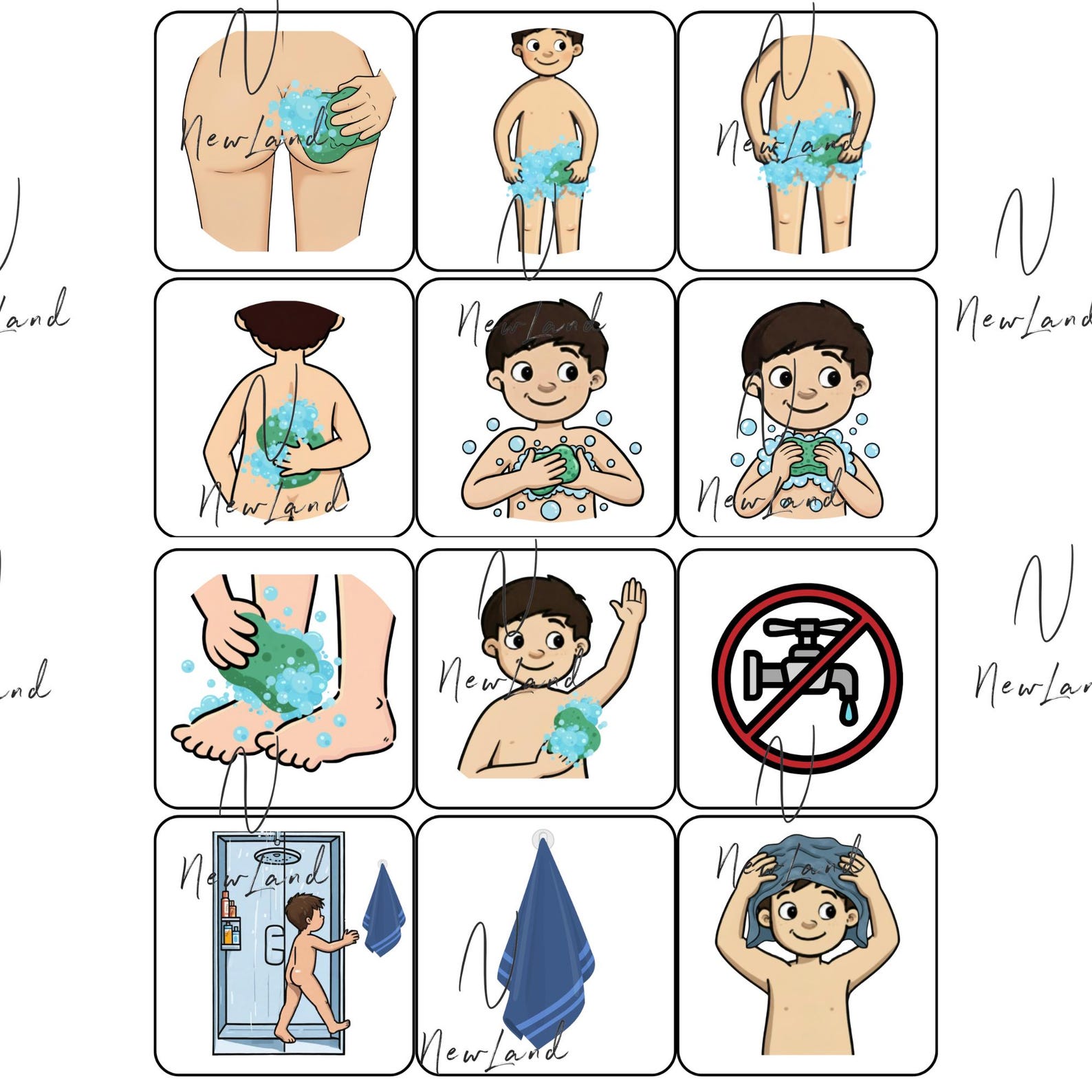 Autism Visual Schedule – Shower Sequence for Boys (printable Editable ...