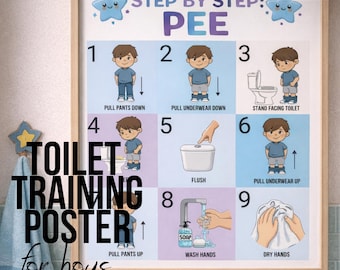 Potty Training Poster for Boys - Self Care Autism Life Skills (Digital Download)