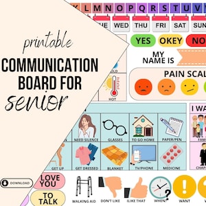 Non Verbal Communication Board for Senior, Visual Aid for Home Care Assistance, Dementia Senior Care, Hospital Care