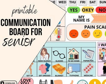 Senior Communication Board, Visual Aid for Dementia Care, Home Care Assistance (PDF/JPG)