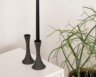 Black Clay Candle Taper Holder