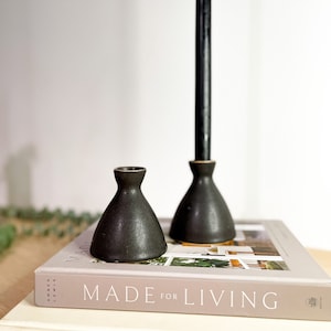 Matte Black Ceramic Candle Taper Holder