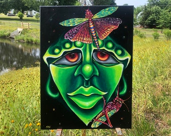 18" x 24" Acrylic painting- Surreal Portrait- Milkweed Locust