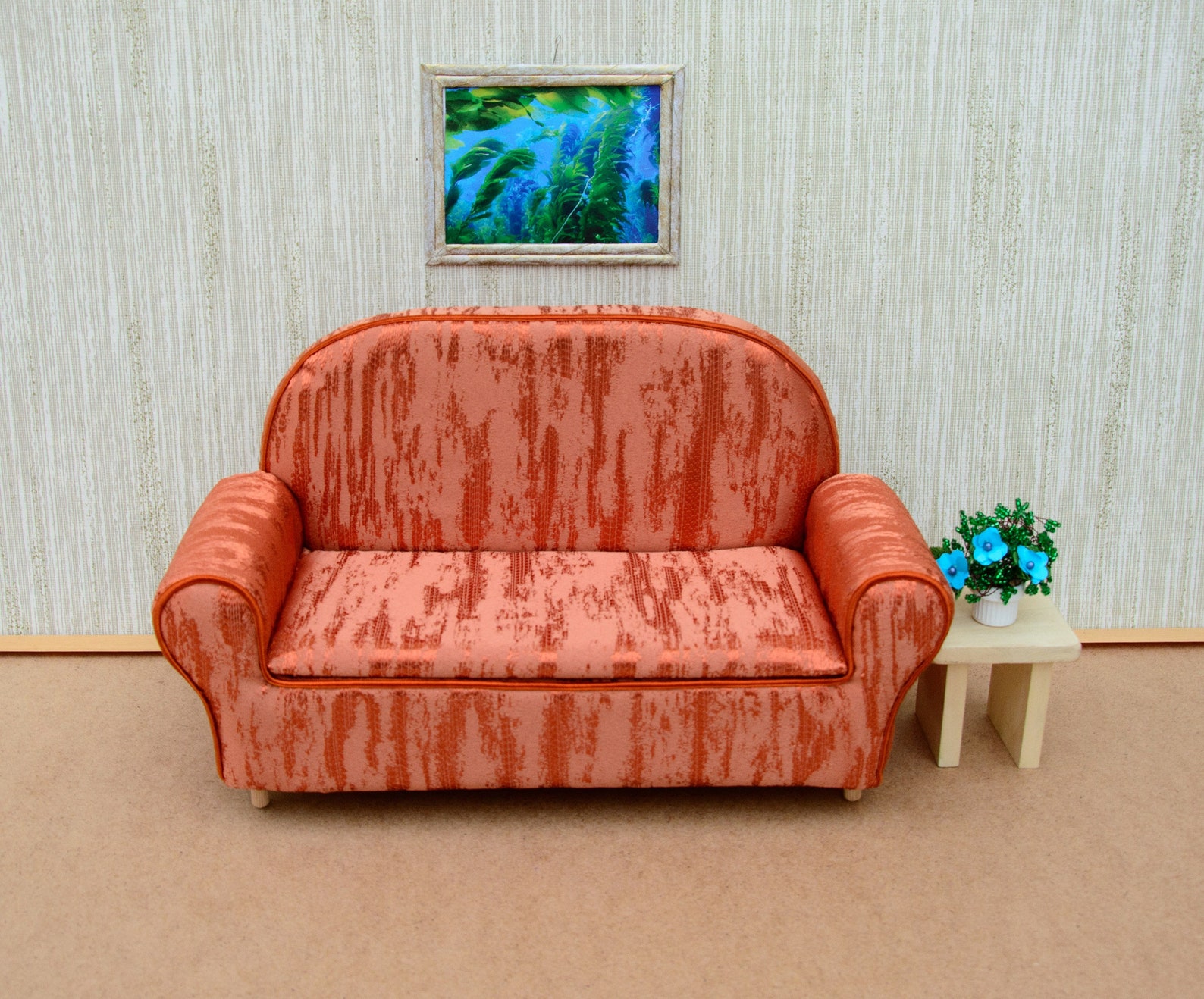 Barbie Sofa Diy 12 Doll sofa/Orange doll sofa/Barbie furniture/1:6 | Etsy