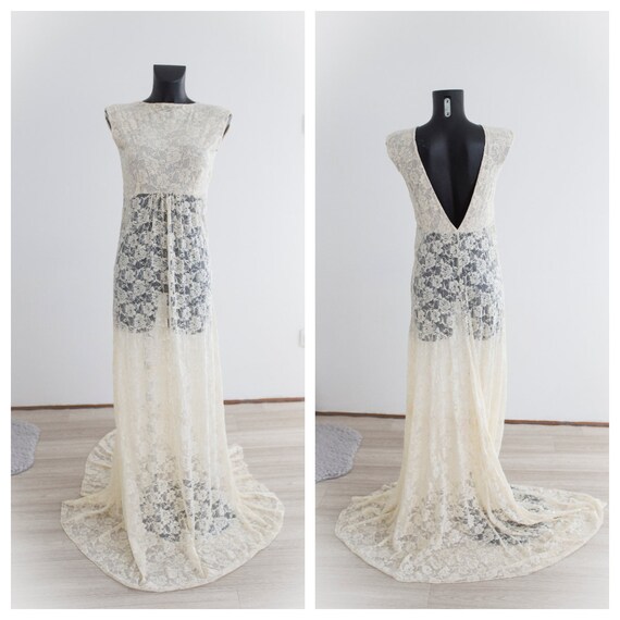 off white lace maternity dress